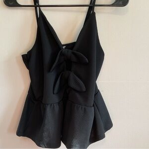 Grunge Black Goth Peplum Baddie Top with bow - Size Medium